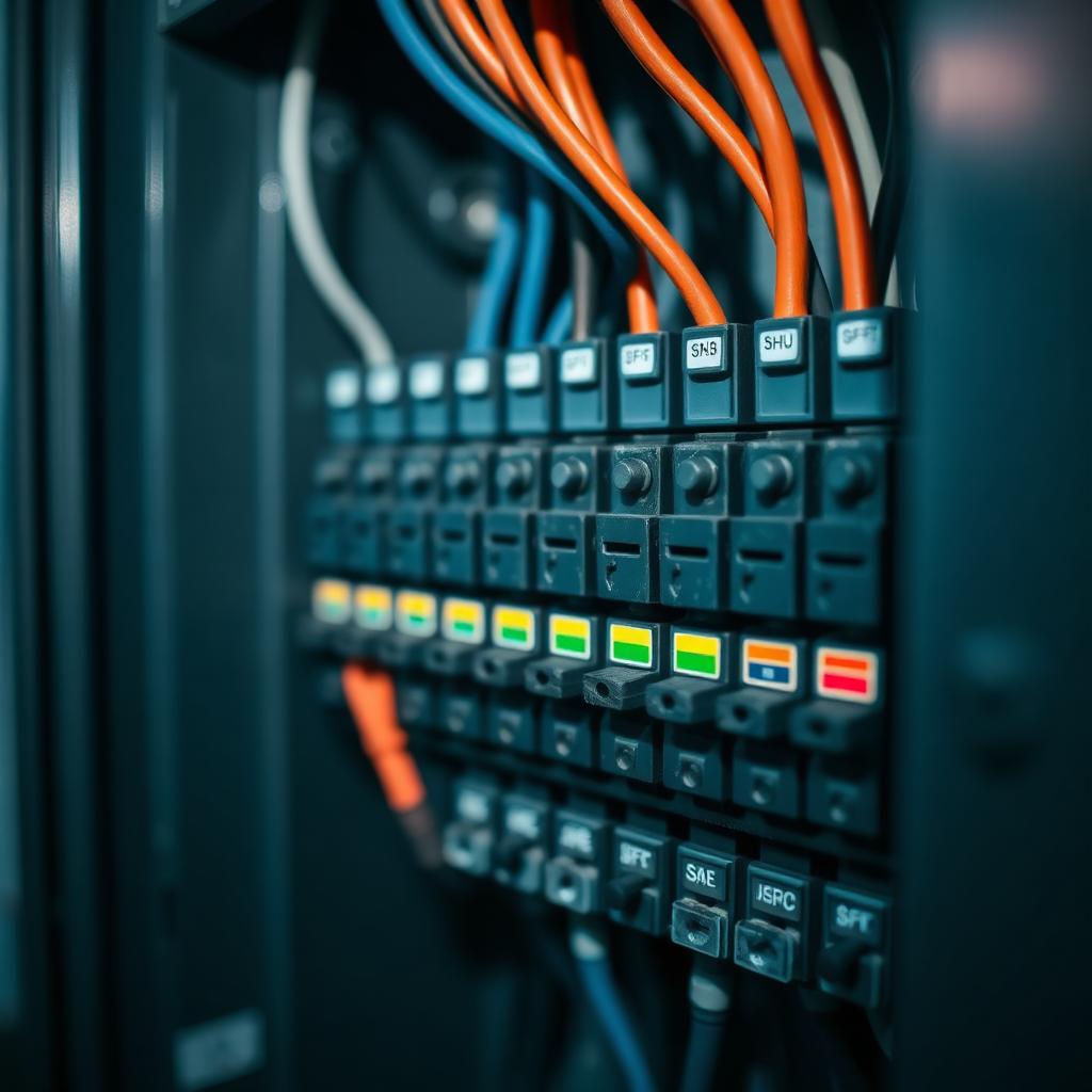 Open electrical panel with copper wiring
