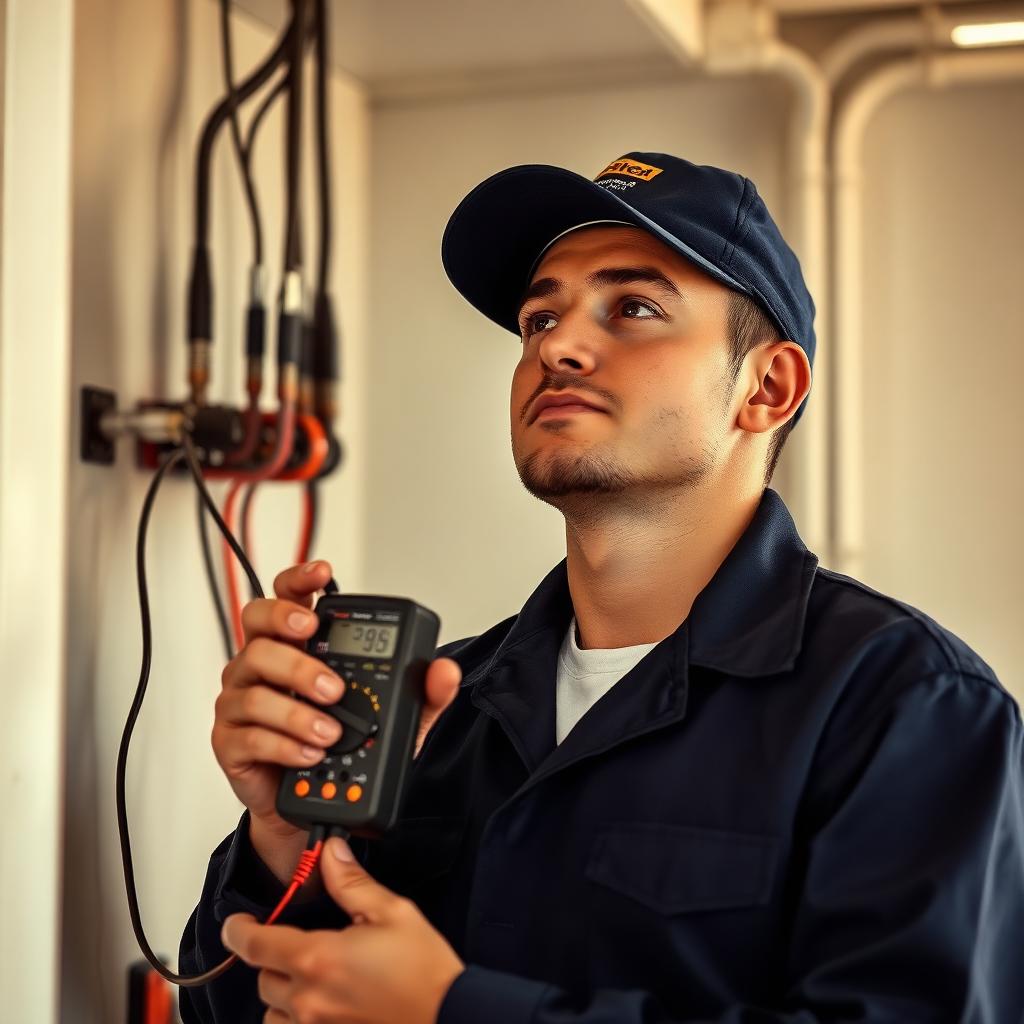 Electrician with voltage meter