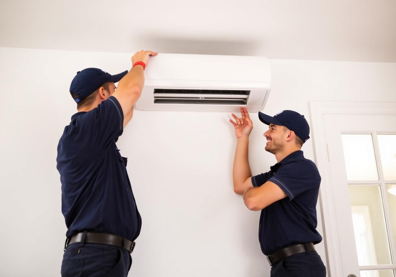 Northgate technicians installing a ductless mini‑split