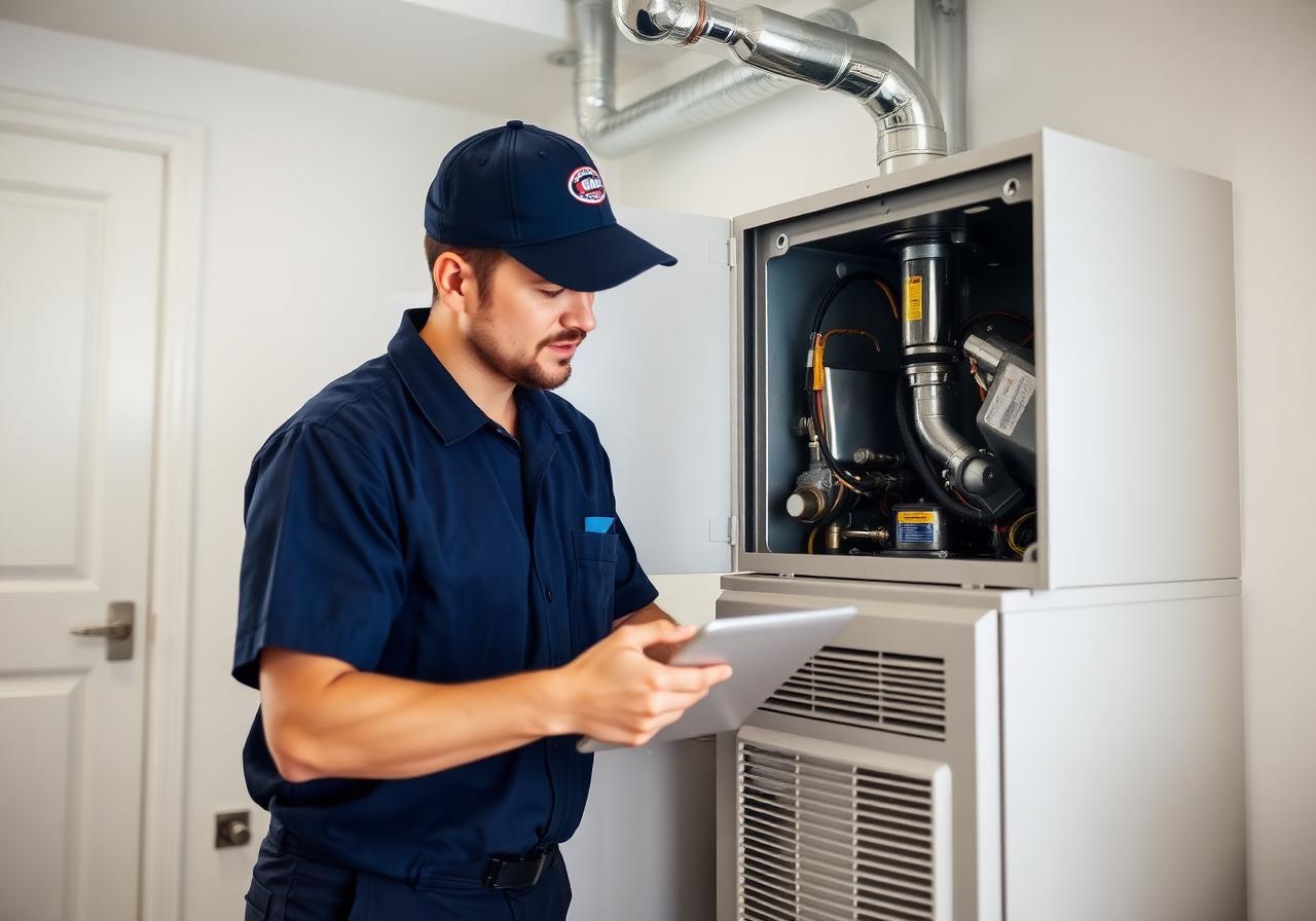 Northgate HVAC technician inspecting a residential furnace