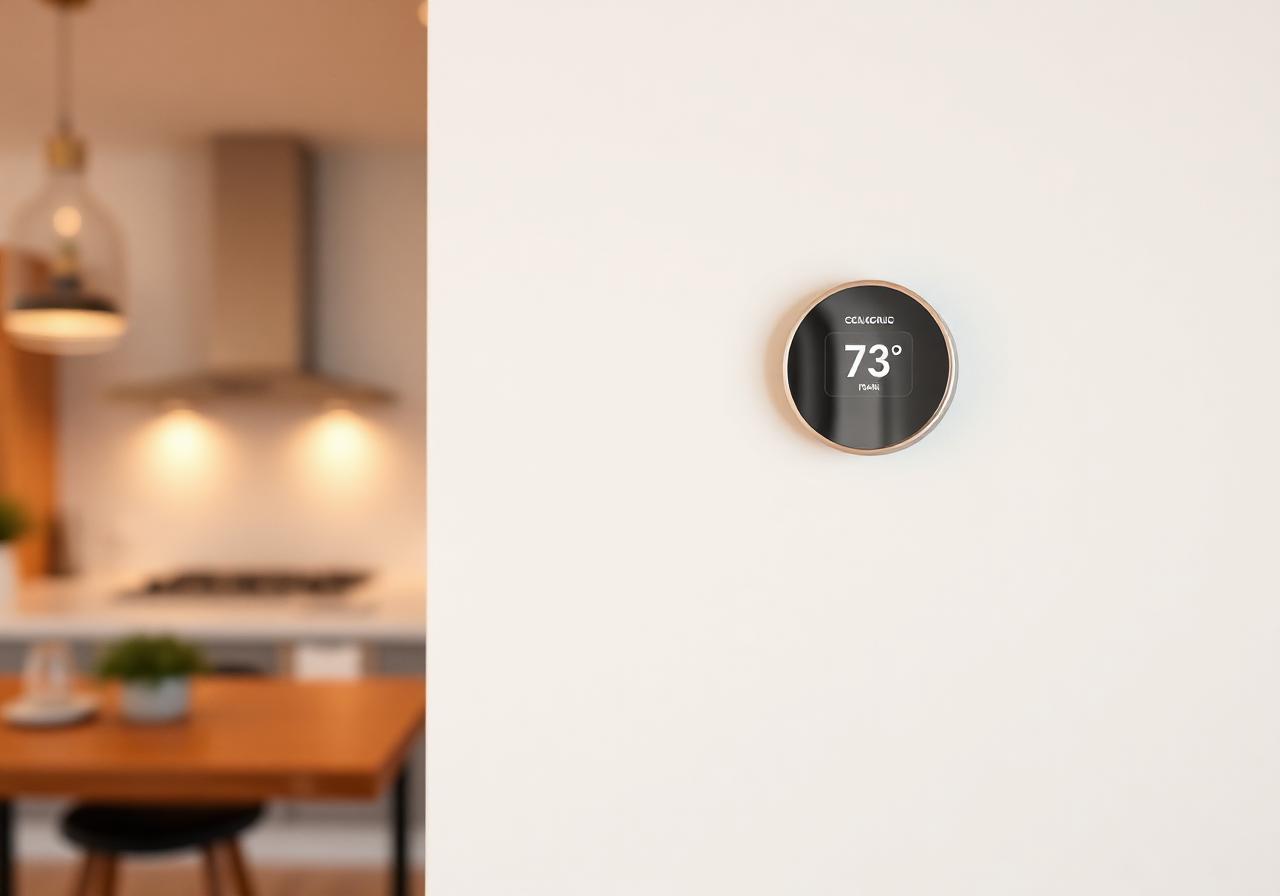 Smart thermostat on a modern home wall