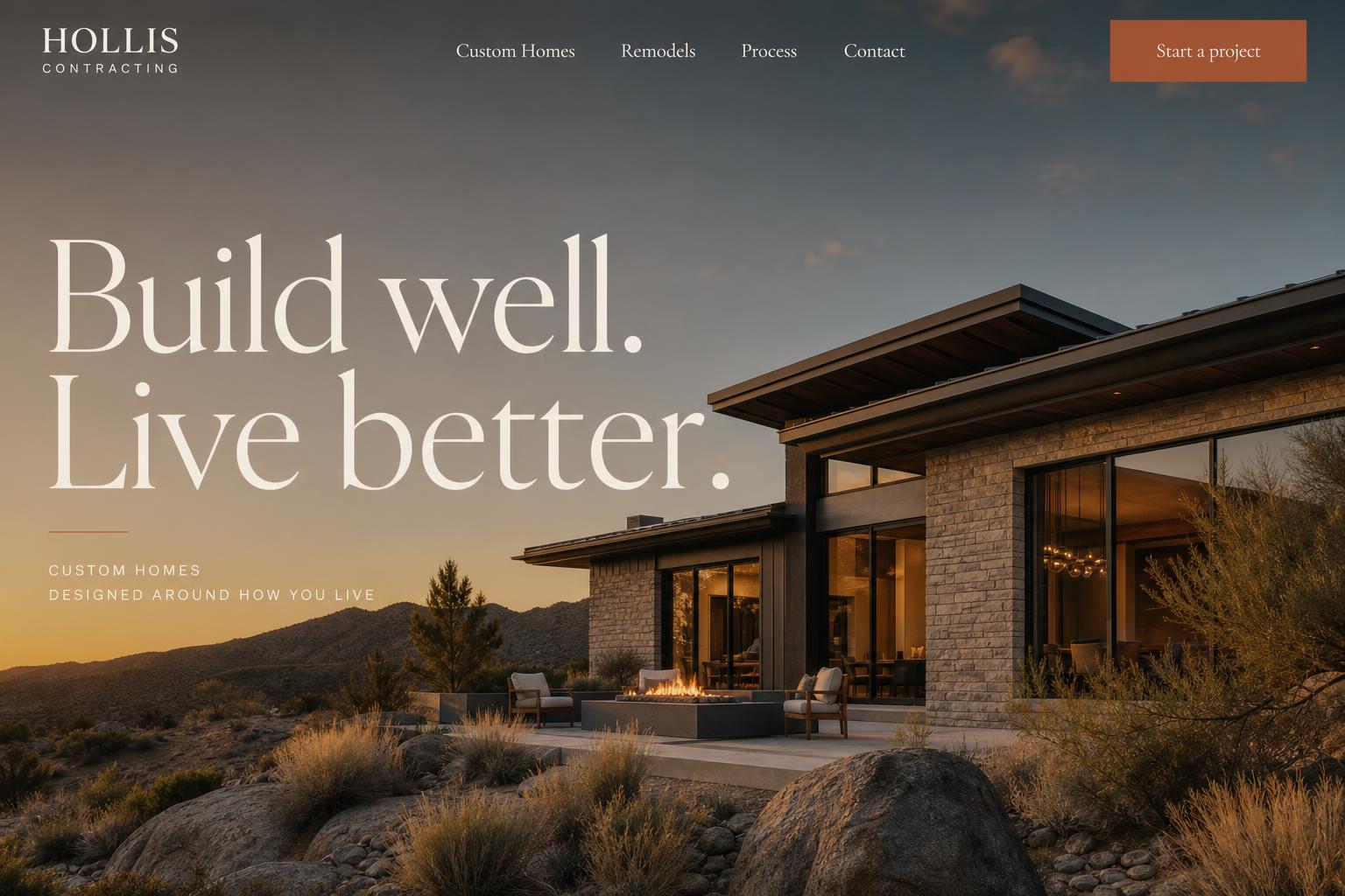 Hollis Contracting website